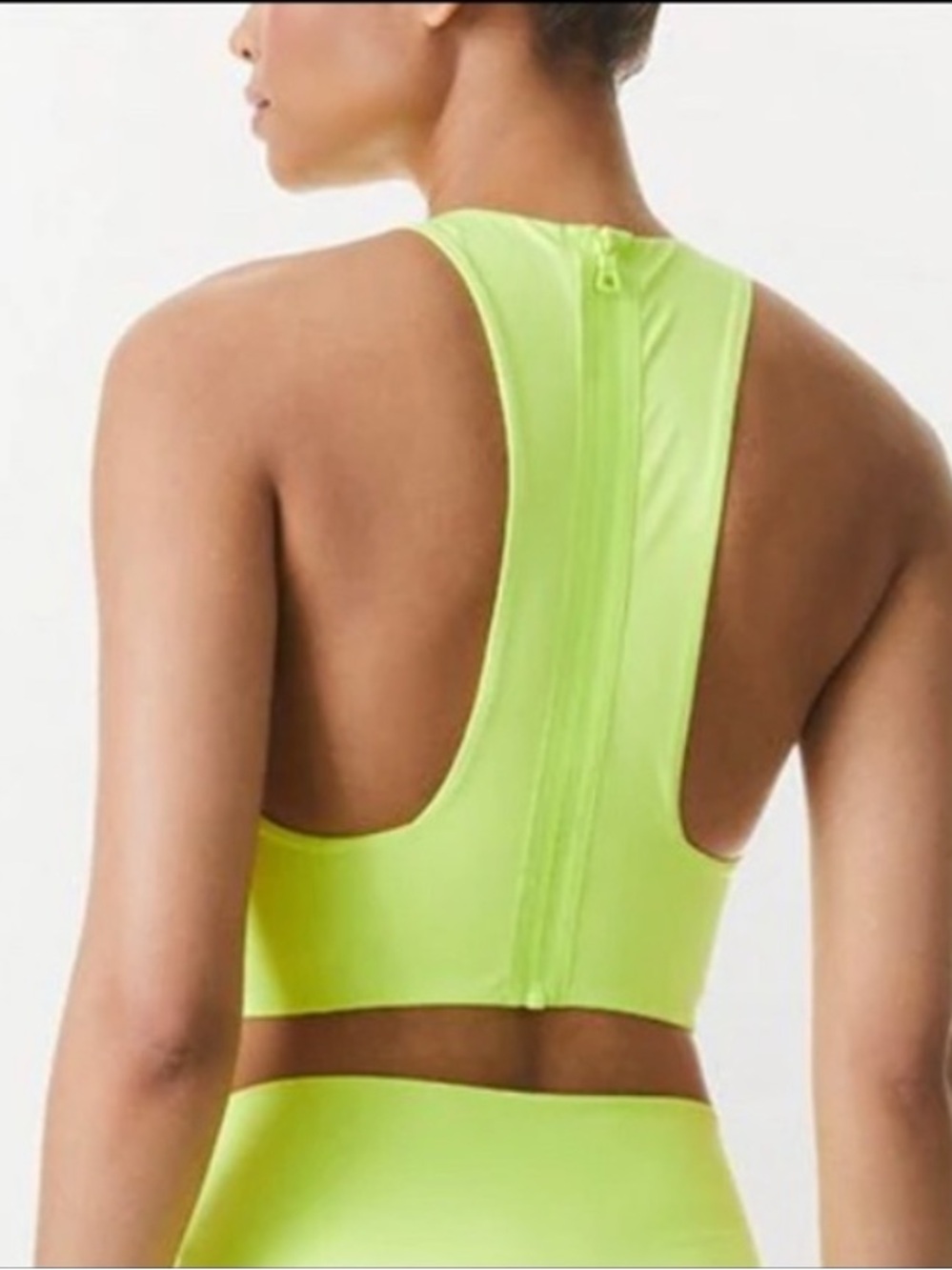 ALICE AND OLIVIA Floria Cutout Crop Tank Neon Keylime Athletic Workout Top Small - Picture 2 of 8